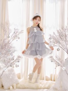 画像18: 【即日発送】【サンタ】アメスリフリルホルターネックサンタコスプレ【コスプレ4点セット】【XS-Lサイズ/2カラー】[OF04] (18)