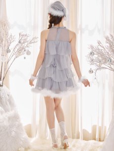 画像26: 【即日発送】【サンタ】アメスリフリルホルターネックサンタコスプレ【コスプレ4点セット】【XS-Lサイズ/2カラー】[OF04] (26)