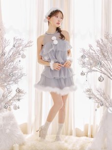 画像9: 【即日発送】【サンタ】アメスリフリルホルターネックサンタコスプレ【コスプレ4点セット】【XS-Lサイズ/2カラー】[OF04] (9)