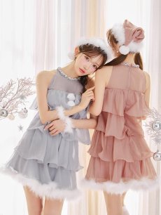 画像12: 【即日発送】【サンタ】アメスリフリルホルターネックサンタコスプレ【コスプレ4点セット】【XS-Lサイズ/2カラー】[OF04] (12)