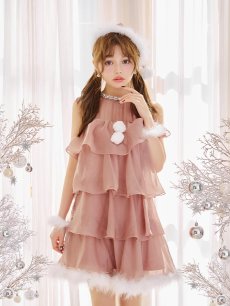 画像16: 【即日発送】【サンタ】アメスリフリルホルターネックサンタコスプレ【コスプレ4点セット】【XS-Lサイズ/2カラー】[OF04] (16)