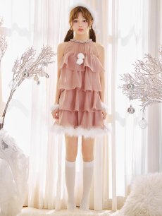 画像18: 【即日発送】【サンタ】アメスリフリルホルターネックサンタコスプレ【コスプレ4点セット】【XS-Lサイズ/2カラー】[OF04] (18)