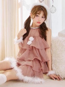 画像6: 【即日発送】【サンタ】アメスリフリルホルターネックサンタコスプレ【コスプレ4点セット】【XS-Lサイズ/2カラー】[OF04] (6)