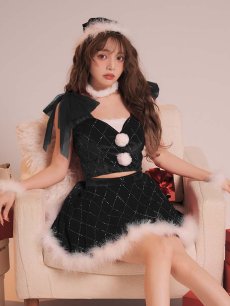 画像7: 【即日発送】【サンタ】チュールリボンアーガイル風サンタコスプレ【コスプレ6点セット】【XS-XLサイズ/3カラー】[OF04] (7)