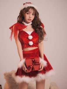 画像13: 【即日発送】【サンタ】チュールリボンアーガイル風サンタコスプレ【コスプレ6点セット】【XS-XLサイズ/3カラー】[OF04] (13)