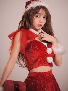 画像14: 【即日発送】【サンタ】チュールリボンアーガイル風サンタコスプレ【コスプレ6点セット】【XS-XLサイズ/3カラー】[OF04] (14)