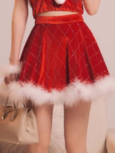 画像16: 【即日発送】【サンタ】チュールリボンアーガイル風サンタコスプレ【コスプレ6点セット】【XS-XLサイズ/3カラー】[OF04] (16)