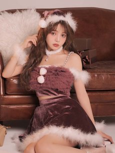 画像3: 【即日発送】【送料無料！】【サンタ】チュールフリルオフショルセットアップサンタコスプレ【コスプレ6点セット】【XS-Lサイズ/2カラー】[OF04/OF04] (3)