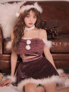 画像13: 【即日発送】【送料無料！】【サンタ】チュールフリルオフショルセットアップサンタコスプレ【コスプレ6点セット】【XS-Lサイズ/2カラー】[OF04/OF04] (13)