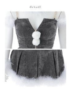 画像26: 【即日発送】【サンタ】ファーショルダーシースルーフレアサンタコスプレ【コスプレ5点セット】【XS-XLサイズ/2カラー】[HC03] (26)
