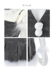 画像25: 【即日発送】【サンタ】ファーショルダーシースルーフレアサンタコスプレ【コスプレ5点セット】【XS-XLサイズ/2カラー】[HC03] (25)