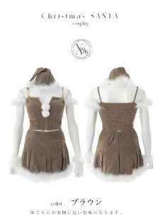 画像28: 【即日発送】【サンタ】ファーショルダーシースルーフレアサンタコスプレ【コスプレ5点セット】【XS-XLサイズ/2カラー】[HC03] (28)