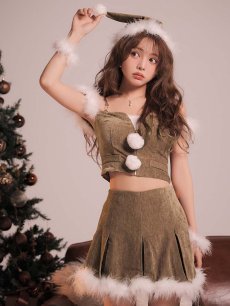 画像3: 【即日発送】【サンタ】ファーショルダーシースルーフレアサンタコスプレ【コスプレ5点セット】【XS-XLサイズ/2カラー】[OF04] (3)