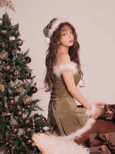 画像12: 【即日発送】【サンタ】ファーショルダーシースルーフレアサンタコスプレ【コスプレ5点セット】【XS-XLサイズ/2カラー】[OF04] (12)