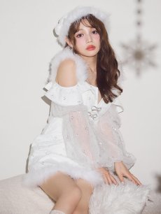 画像11: 【即日発送】【送料無料！】【サンタ】オフショルチュール袖リボンサンタコスプレ【コスプレ2点セット】【XS-Lサイズ/1カラー】[OF01] (11)