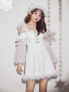 画像18: 【即日発送】【送料無料！】【サンタ】オフショルチュール袖リボンサンタコスプレ【コスプレ2点セット】【XS-Lサイズ/1カラー】[OF01] (18)