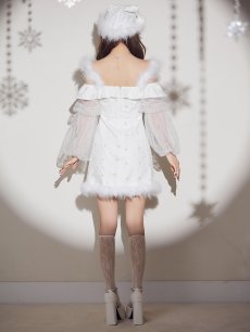 画像21: 【即日発送】【送料無料！】【サンタ】オフショルチュール袖リボンサンタコスプレ【コスプレ2点セット】【XS-Lサイズ/1カラー】[OF01] (21)