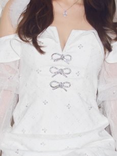 画像22: 【即日発送】【送料無料！】【サンタ】オフショルチュール袖リボンサンタコスプレ【コスプレ2点セット】【XS-Lサイズ/1カラー】[OF01] (22)