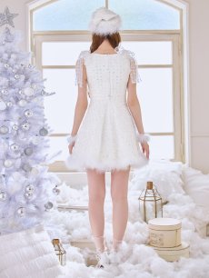 画像19: 【即日発送】【送料無料！】【サンタ】パールスパンコールレースフレアサンタコスプレ【コスプレ3点セット】【S-Lサイズ/1カラー】[OF01] (19)