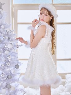 画像9: 【即日発送】【送料無料！】【サンタ】パールスパンコールレースフレアサンタコスプレ【コスプレ3点セット】【S-Lサイズ/1カラー】[OF01] (9)