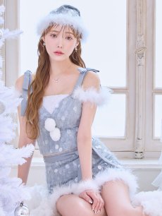 画像2: 【予約 / 12月上旬発送予定】【送料無料！】【サンタ】ラメニットリボンセットアップサンタコスプレ【コスプレ5点セット】【XS-Lサイズ/2カラー】[OF01] (2)