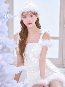 画像1: 【予約 / 12月上旬発送予定】【送料無料！】【サンタ】ラメニットリボンセットアップサンタコスプレ【コスプレ5点セット】【XS-Lサイズ/2カラー】[OF01] (1)