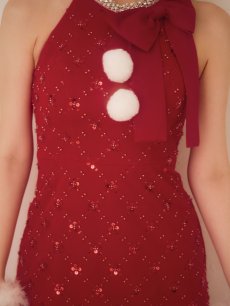 画像15: 【即日発送】【サンタ】サイドリボンツイードビジューサンタコスプレ【コスプレ5点セット】【XS-Lサイズ/2カラー】[OF01] (15)