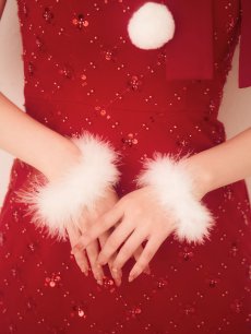 画像17: 【即日発送】【サンタ】サイドリボンツイードビジューサンタコスプレ【コスプレ5点セット】【XS-Lサイズ/2カラー】[OF01] (17)