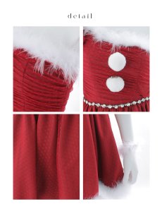 画像35: 【即日発送】【サンタ】ワンショルリボンドットチュールサンタコスプレ【コスプレ4点セット】【XS-Lサイズ/2カラー】[OF01] (35)