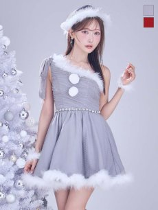 画像17: 【即日発送】【サンタ】ワンショルリボンドットチュールサンタコスプレ【コスプレ4点セット】【XS-Lサイズ/2カラー】[OF01] (17)