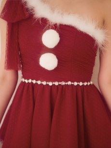 画像11: 【即日発送】【サンタ】ワンショルリボンドットチュールサンタコスプレ【コスプレ4点セット】【XS-Lサイズ/2カラー】[OF01] (11)
