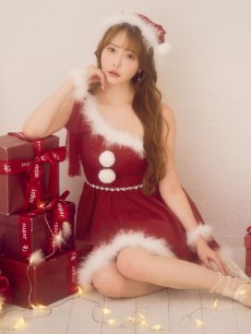 画像8: 【即日発送】【サンタ】ワンショルリボンドットチュールサンタコスプレ【コスプレ4点セット】【XS-Lサイズ/2カラー】[OF01] (8)