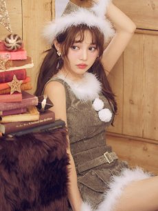 画像1: 【即日発送】【送料無料！】【サンタ】ベルト付きファーサンタコスプレ【コスプレ4点セット】【XS-XLサイズ/3カラー】[OF04/OF04] (1)