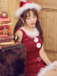 画像4: 【即日発送】【送料無料！】【サンタ】ベルト付きファーサンタコスプレ【コスプレ4点セット】【XS-XLサイズ/3カラー】[OF04/OF04] (4)