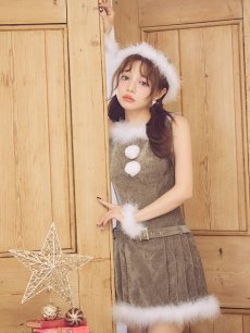 画像7: 【即日発送】【送料無料！】【サンタ】ベルト付きファーサンタコスプレ【コスプレ4点セット】【XS-XLサイズ/3カラー】[OF04/OF04] (7)