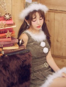 画像8: 【即日発送】【送料無料！】【サンタ】ベルト付きファーサンタコスプレ【コスプレ4点セット】【XS-XLサイズ/3カラー】[OF04/OF04] (8)