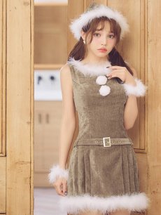 画像9: 【即日発送】【送料無料！】【サンタ】ベルト付きファーサンタコスプレ【コスプレ4点セット】【XS-XLサイズ/3カラー】[OF04/OF04] (9)