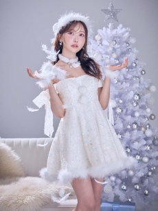 画像5: 【即日発送】【サンタ】ラメチュールオフショルリボンサンタコスプレ【コスプレ5点セット】【XS-Lサイズ/1カラー】[OF01] (5)