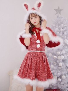 画像12: 【即日発送】【サンタコス 4点セット】【XS-XLサイズ/3カラー】ラメツイードミニワンピースサンタ[OF01] (12)