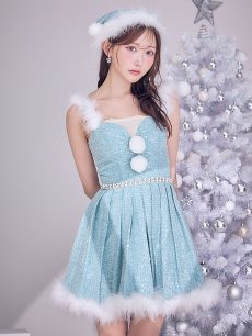 画像1: 【即日発送】【サンタコス 4点セット】【XS-XLサイズ/3カラー】ラメツイードミニワンピースサンタ[OF01] (1)