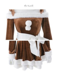 画像34: 【sugar nine サンタコス 4点セット】【S-XLサイズ/6カラー】グリッターリボン2段フレアサンタコスプレ[OF01] (34)