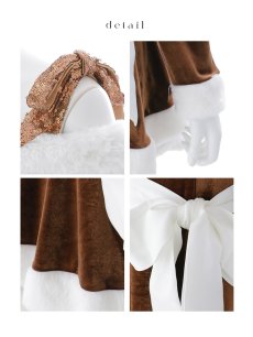 画像37: 【sugar nine サンタコス 4点セット】【S-XLサイズ/6カラー】グリッターリボン2段フレアサンタコスプレ[OF01] (37)