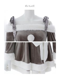 画像35: 【sugar nine サンタコス 4点セット】【S-XLサイズ/6カラー】グリッターリボン2段フレアサンタコスプレ[OF01] (35)