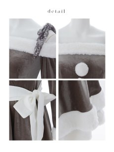 画像36: 【sugar nine サンタコス 4点セット】【S-XLサイズ/6カラー】グリッターリボン2段フレアサンタコスプレ[OF01] (36)