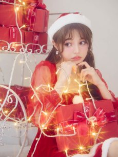 画像14: 【即日発送】【サンタコス 3点セット】【S-Lサイズ/1カラー】チュールシアーフレアサンタコスプレ[OF01] (14)