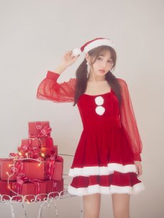 画像15: 【即日発送】【サンタコス 3点セット】【S-Lサイズ/1カラー】チュールシアーフレアサンタコスプレ[OF01] (15)
