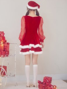 画像19: 【即日発送】【サンタコス 3点セット】【S-Lサイズ/1カラー】チュールシアーフレアサンタコスプレ[OF01] (19)