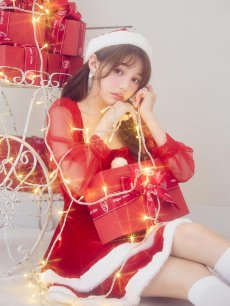 画像9: 【即日発送】【サンタコス 3点セット】【S-Lサイズ/1カラー】チュールシアーフレアサンタコスプレ[OF01] (9)