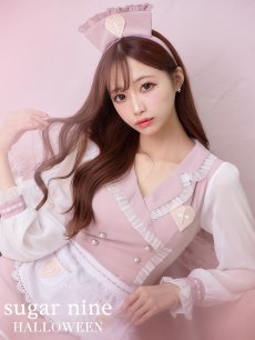 画像1: 【即日発送】ナースコスプレ/ワンピースコスプレ/Aライン/フレアスカート【sugar nineハロウィン3点セット】【S-Lサイズ/1カラー】(SU220155)[HC03] (1)