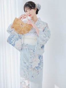 画像10: 【即日発送】クラシカルローズブルー浴衣 【浴衣3点セット 浴衣/帯/下駄】 [YMT] (10)